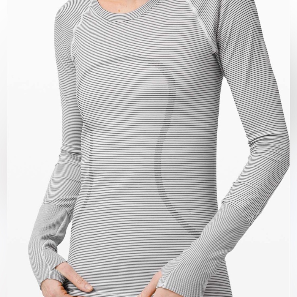 Lululemon Long Sleeve Swiftly Black/White Stripes